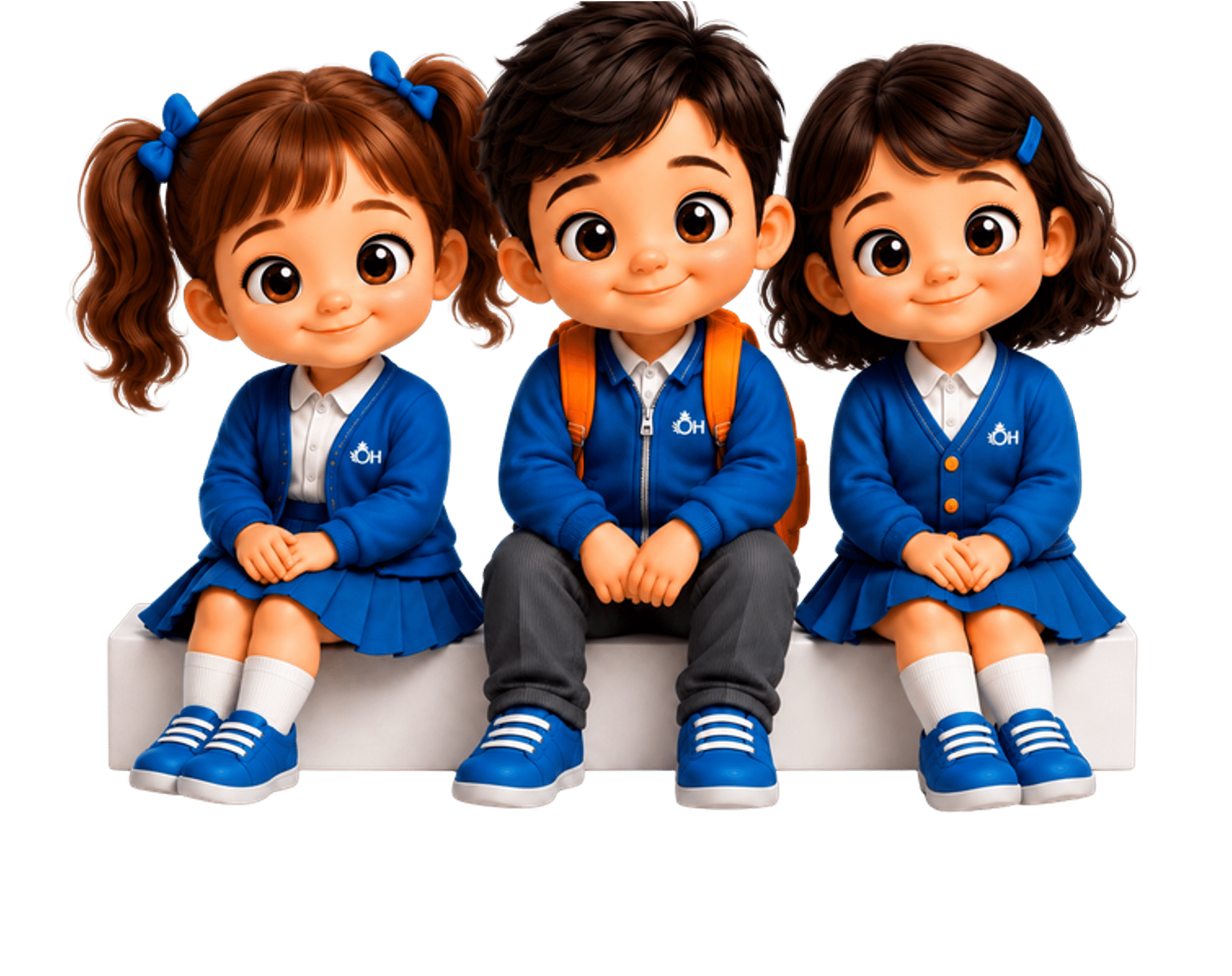 Dos estudiantes con uniforme del colegio